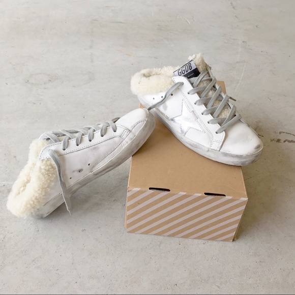 golden goose shearling slide sneakers